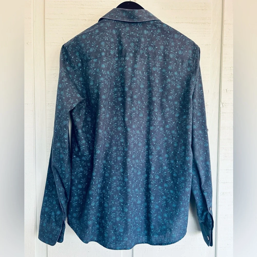 Original Penguin Button Down Shirt Mens M Blue Floral Heritage Slim Fit B9-1056